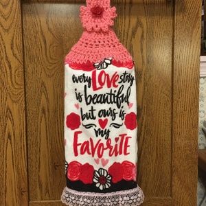 Handmade Crochet Valentine Towel NWOT!